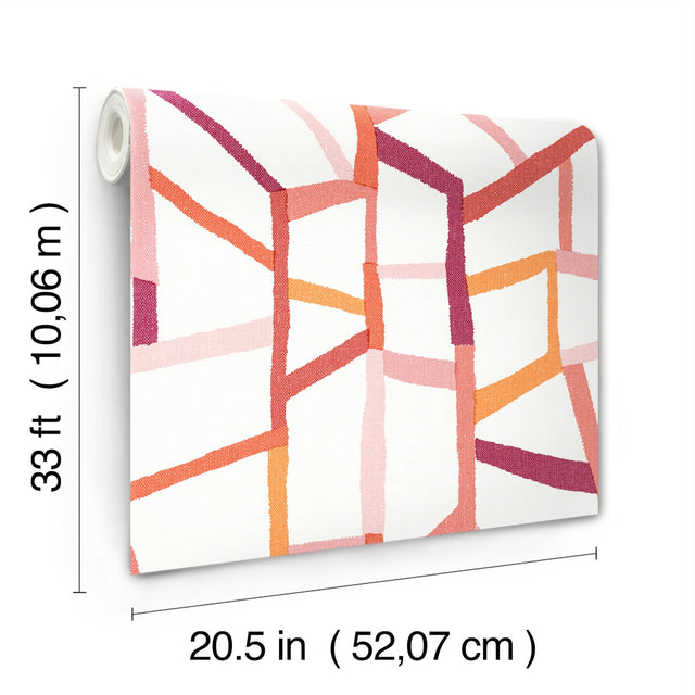 Tate Pink Geometric Linen Wallpaper with Abstract Modern Pattern - A-Street Prints 4135-25846