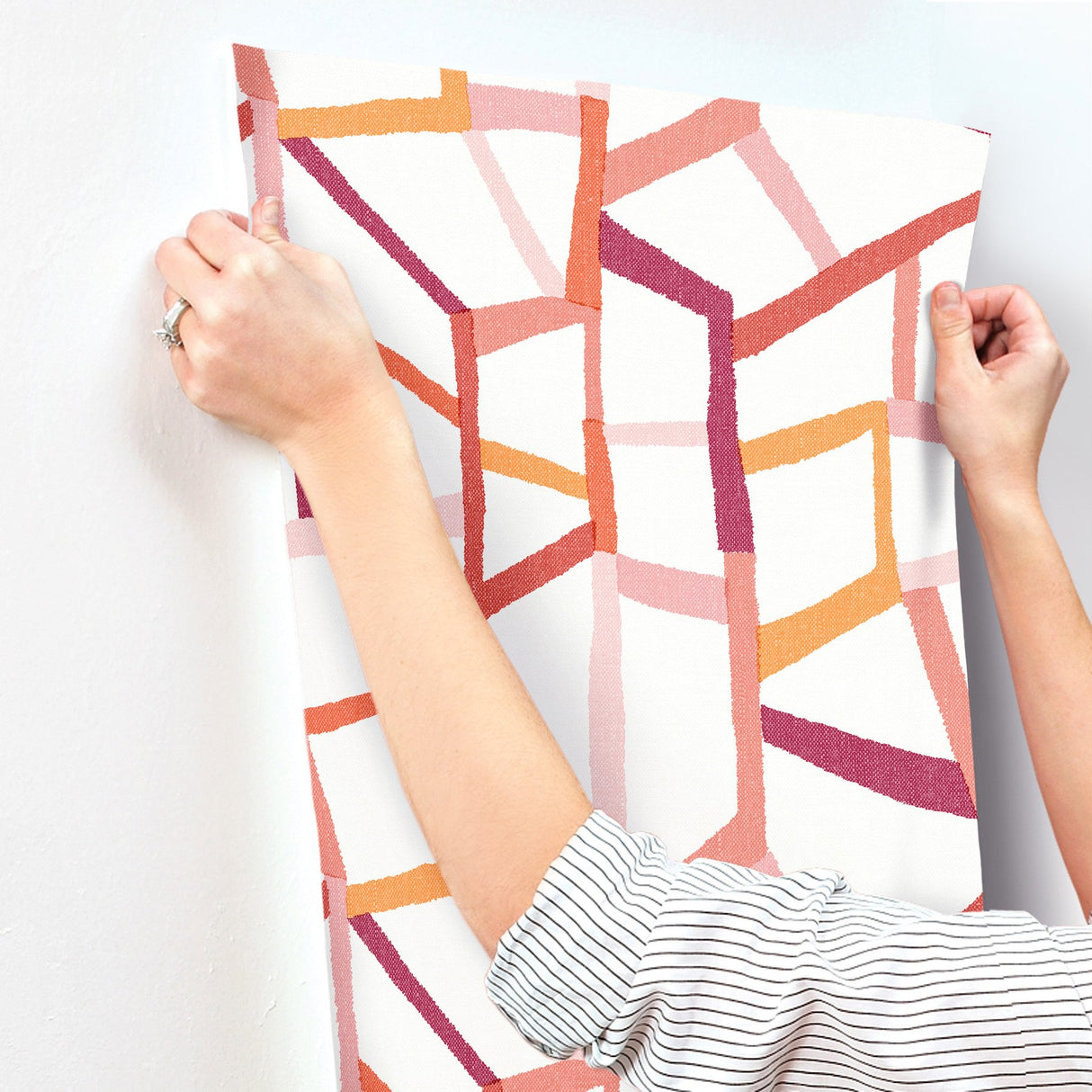 Tate Pink Geometric Linen Wallpaper with Abstract Modern Pattern - A-Street Prints 4135-25846