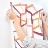Tate Pink Geometric Linen Wallpaper with Abstract Modern Pattern - A-Street Prints 4135-25846