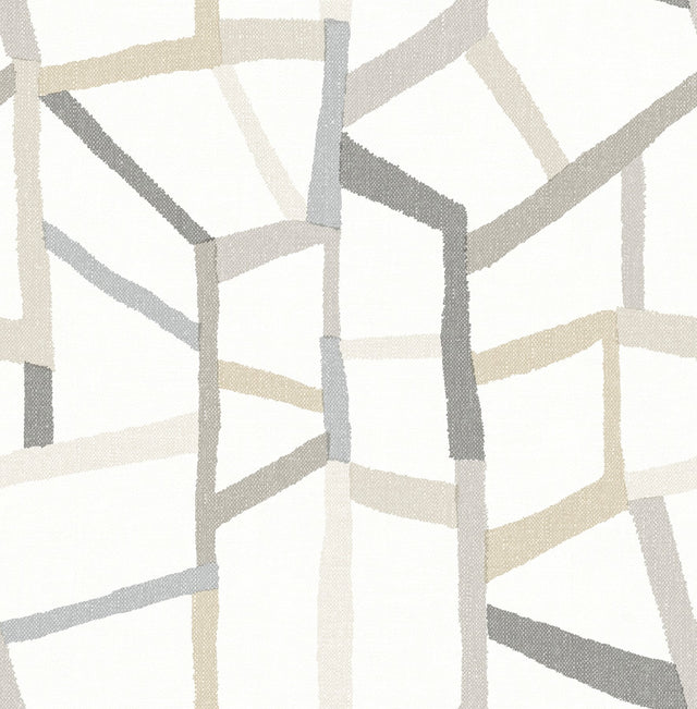 Tate Grey Geometric Linen Wallpaper with Abstract Modern Pattern - A-Street Prints 4135-25848