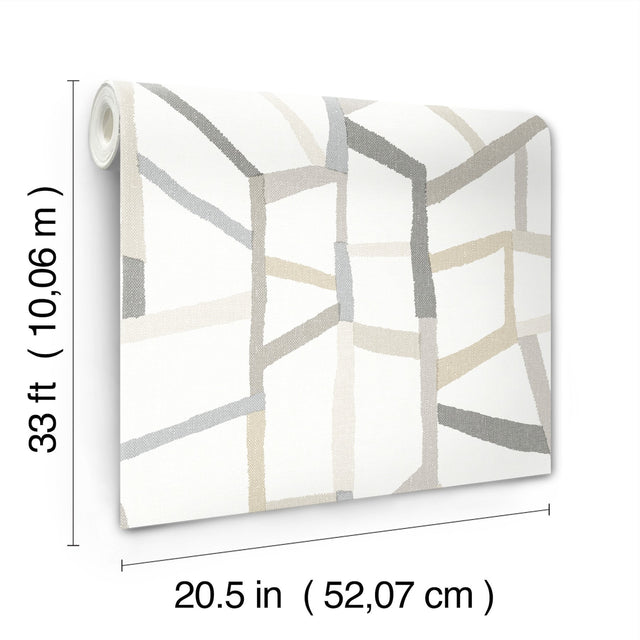 Tate Grey Geometric Linen Wallpaper with Abstract Modern Pattern - A-Street Prints 4135-25848