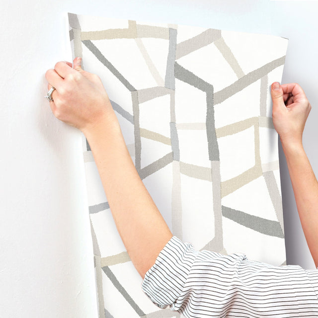 Tate Grey Geometric Linen Wallpaper with Abstract Modern Pattern - A-Street Prints 4135-25848