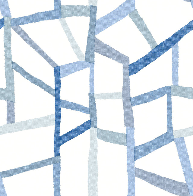 Tate Blue Geometric Linen Wallpaper with Abstract Modern Pattern - A-Street Prints 4135-25849