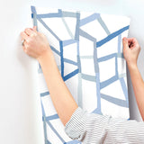 Tate Blue Geometric Linen Wallpaper with Abstract Modern Pattern - A-Street Prints 4135-25849