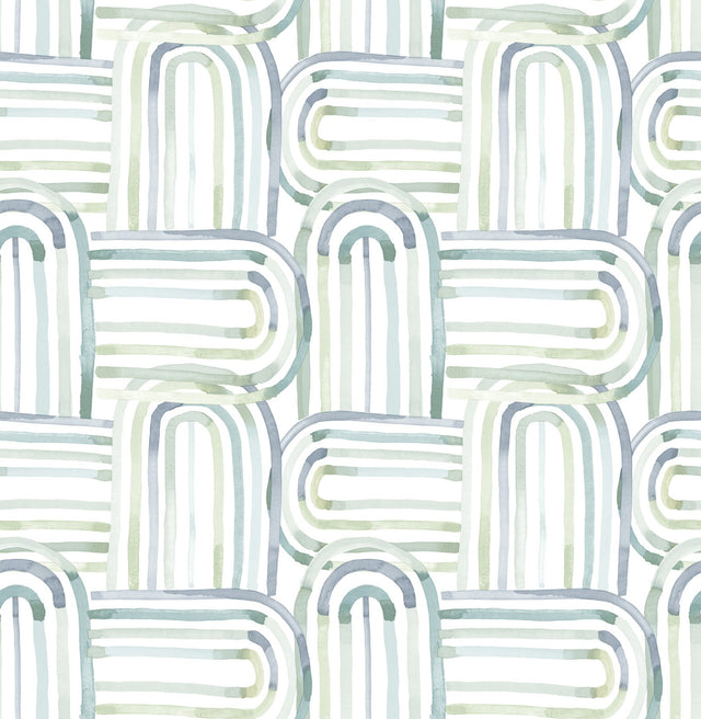 Lolly Teal Arches Wallpaper with Whimsical Abstract Pattern - A-Street Prints 4135-27270