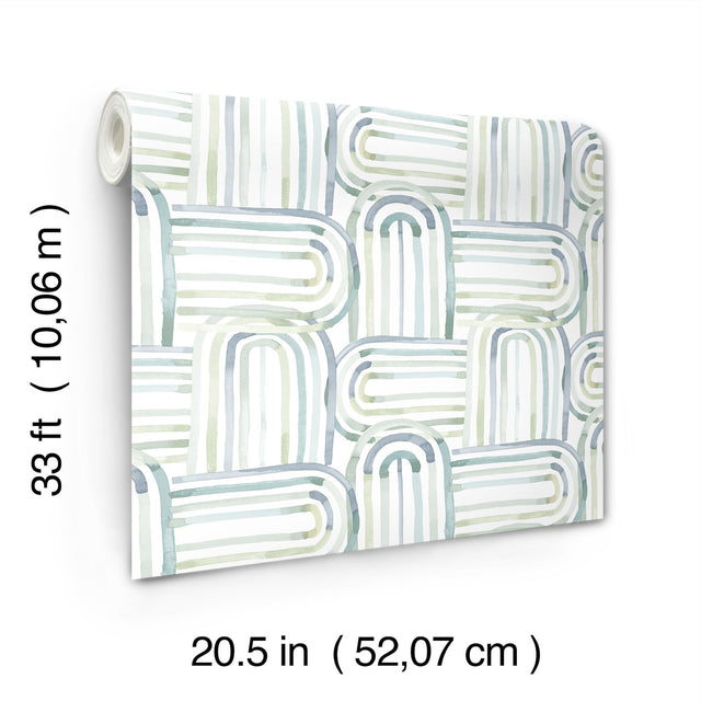 Lolly Teal Arches Wallpaper with Whimsical Abstract Pattern - A-Street Prints 4135-27270