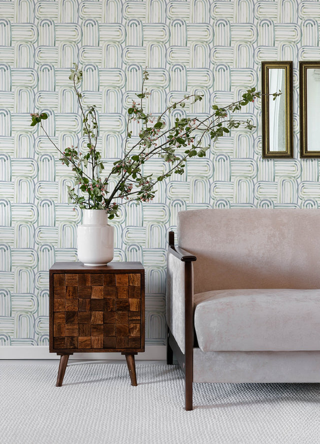 Lolly Teal Arches Wallpaper with Whimsical Abstract Pattern - A-Street Prints 4135-27270