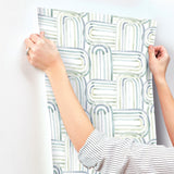 Lolly Teal Arches Wallpaper with Whimsical Abstract Pattern - A-Street Prints 4135-27270