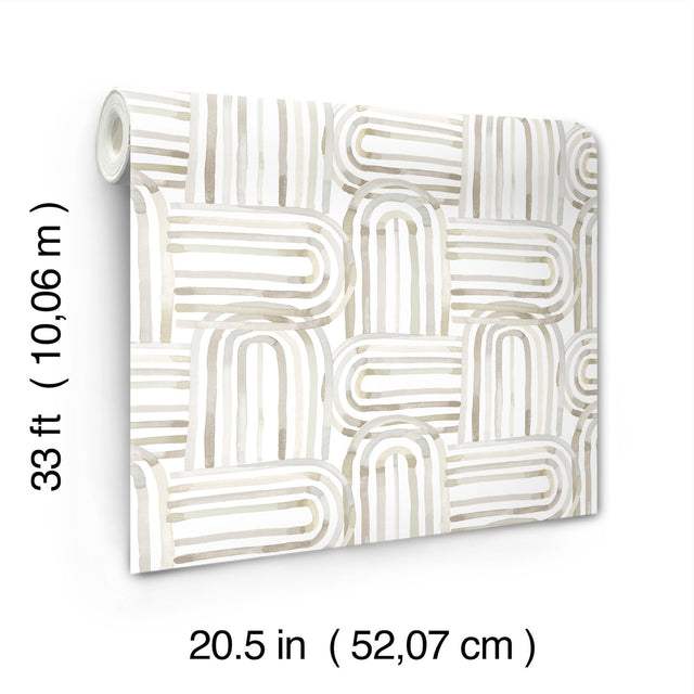 Lolly Beige Arches Wallpaper with Whimsical Abstract Pattern - A-Street Prints 4135-27272