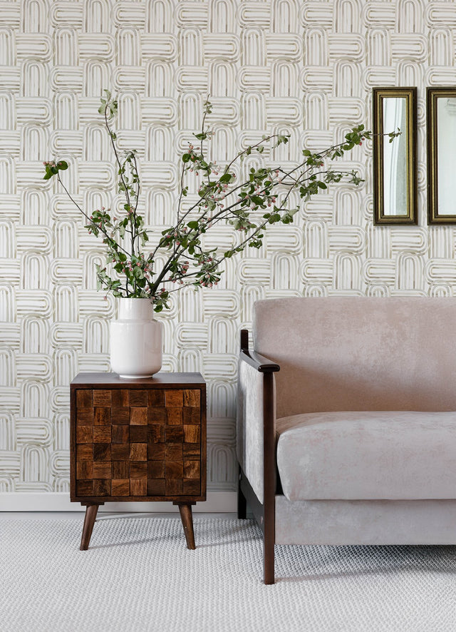 Lolly Beige Arches Wallpaper with Whimsical Abstract Pattern - A-Street Prints 4135-27272
