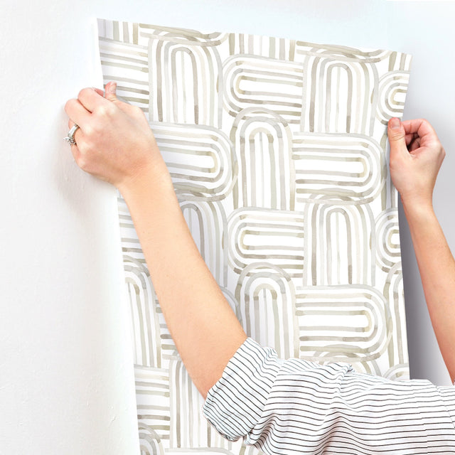 Lolly Beige Arches Wallpaper with Whimsical Abstract Pattern - A-Street Prints 4135-27272
