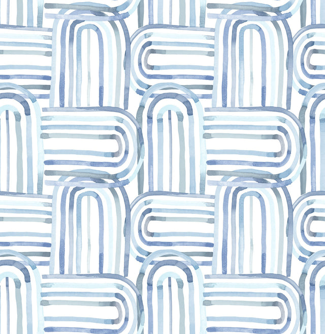 Lolly Blue Arches Wallpaper with Whimsical Abstract Pattern - A-Street Prints 4135-27273