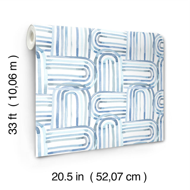 Lolly Blue Arches Wallpaper with Whimsical Abstract Pattern - A-Street Prints 4135-27273