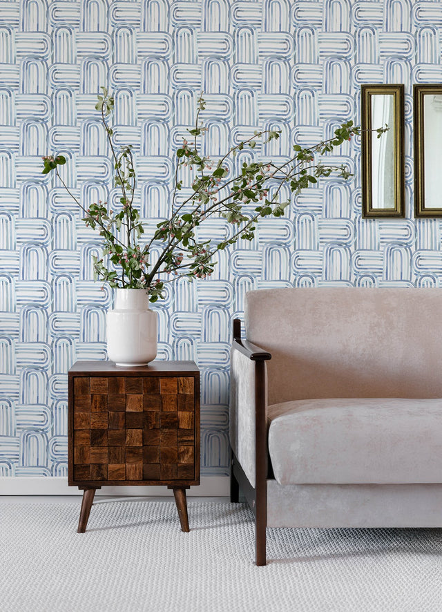 Lolly Blue Arches Wallpaper with Whimsical Abstract Pattern - A-Street Prints 4135-27273