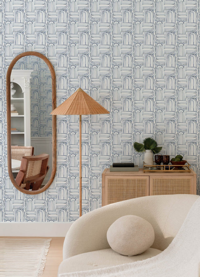 Lolly Blue Arches Wallpaper with Whimsical Abstract Pattern - A-Street Prints 4135-27273