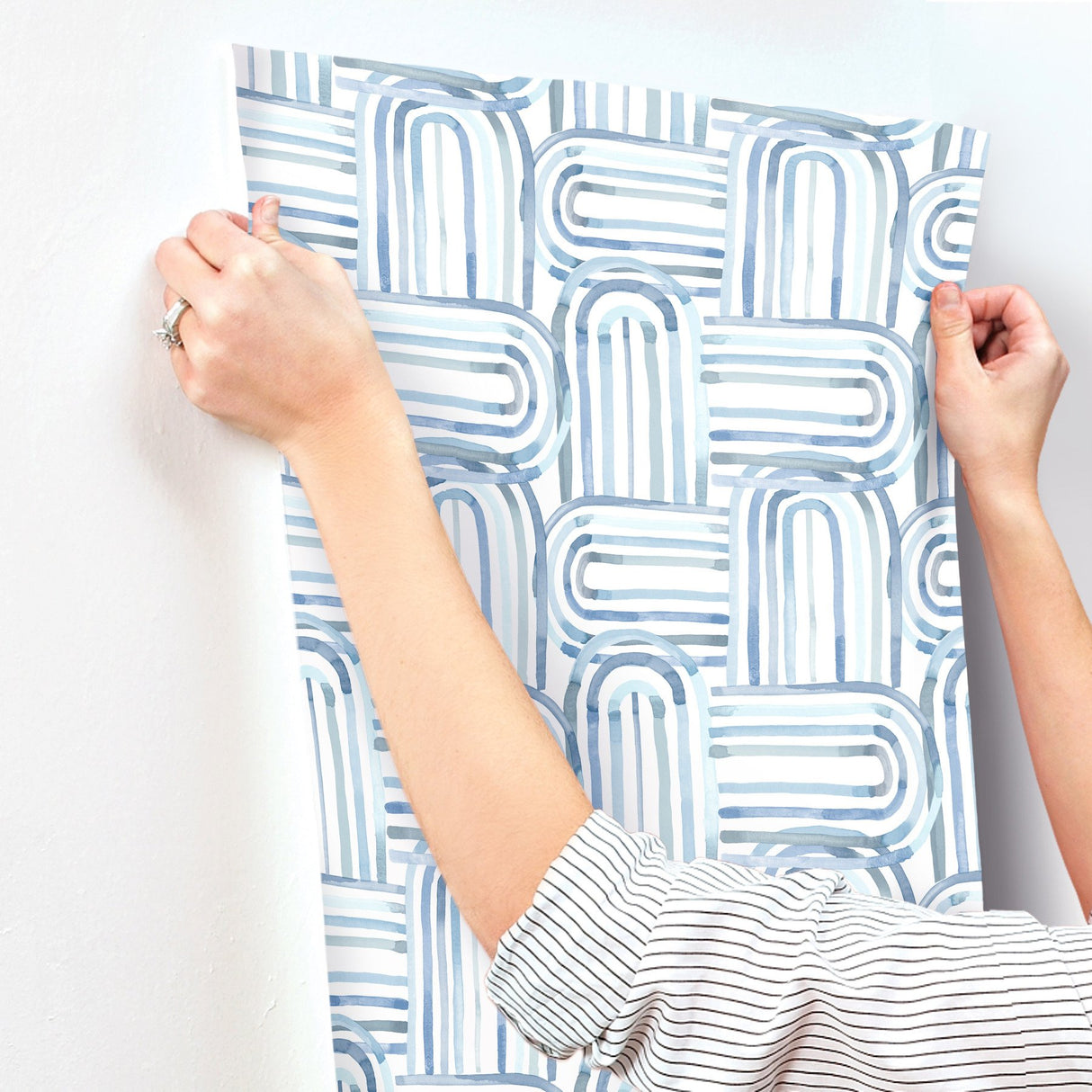 Lolly Blue Arches Wallpaper with Whimsical Abstract Pattern - A-Street Prints 4135-27273