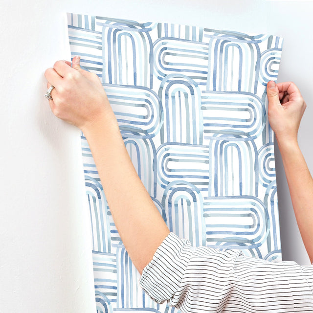 Lolly Blue Arches Wallpaper with Whimsical Abstract Pattern - A-Street Prints 4135-27273