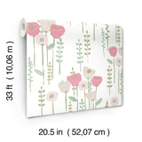 Mabel Pink Floral Field Wallpaper with Whimsical Botanical Flowers - A-Street Prints 4135-27275