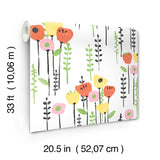 Mabel Yellow Floral Field Wallpaper with Whimsical Botanical Flower Pattern - A-Street Prints 4135-27276