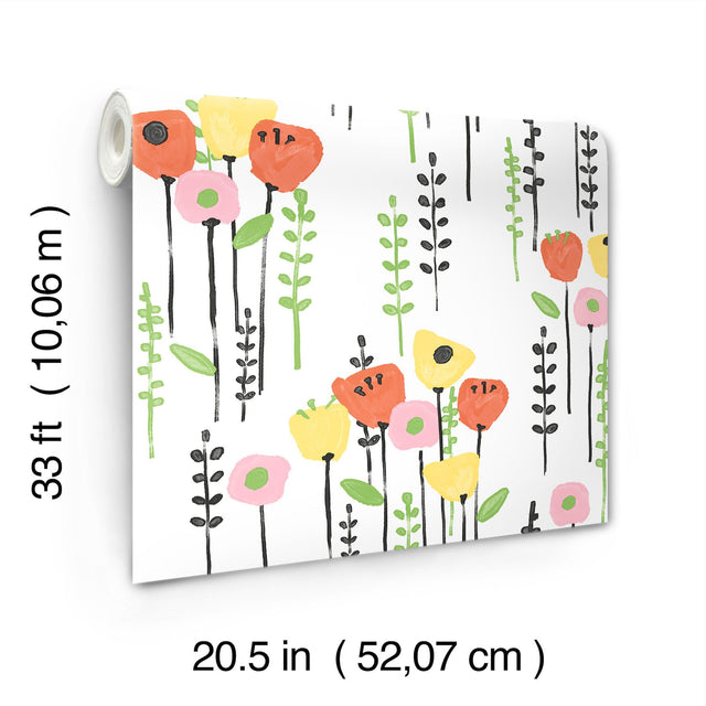 Mabel Yellow Floral Field Wallpaper with Whimsical Botanical Flower Pattern - A-Street Prints 4135-27276