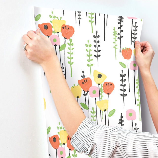 Mabel Yellow Floral Field Wallpaper with Whimsical Botanical Flower Pattern - A-Street Prints 4135-27276