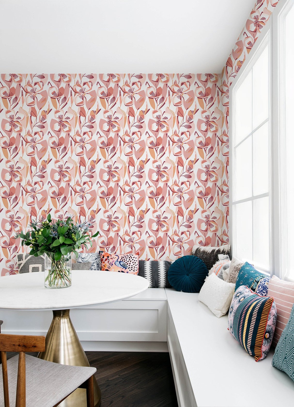 Nathalie Coral Abstract Blooms Wallpaper with Raised Ink Texture - A-Street Prints 4135-27279