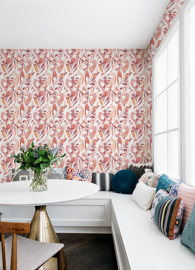 Nathalie Coral Abstract Blooms Wallpaper with Raised Ink Texture - A-Street Prints 4135-27279