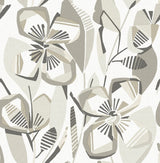 Nathalie Beige Abstract Blooms Wallpaper with Modern Botanical Flower Pattern, Raised Ink Textured - A-Street Prints 4135-27280