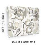 Nathalie Beige Abstract Blooms Wallpaper with Modern Botanical Flower Pattern, Raised Ink Textured - A-Street Prints 4135-27280