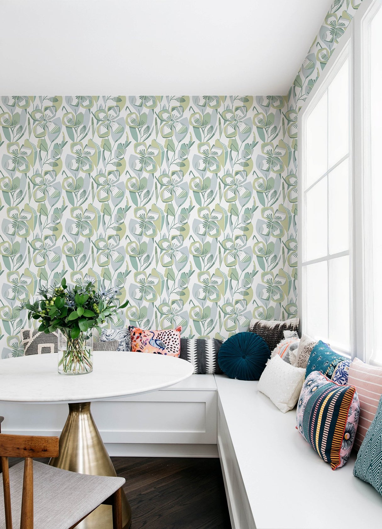 Nathalie Light Green Abstract Blooms Wallpaper with Modern Botanical Floral Pattern - A-Street Prints 4135-27282