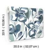 Nathalie Navy Abstract Blooms Wallpaper with Modern Botanical Flower Pattern - A-Street Prints 4135-27283