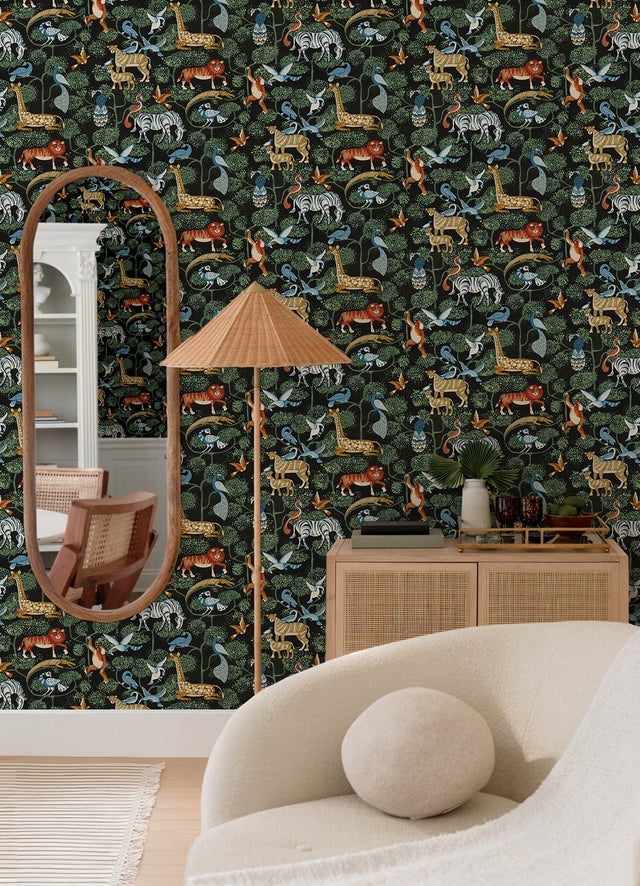 Rigby Multicolor Jungle Animals Wallpaper with Whimsical Animals Pattern - Brewster 4135-27284