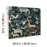 Rigby Navy Jungle Animals Wallpaper with Whimsical Animal Pattern - A-Street Prints 4135-27285