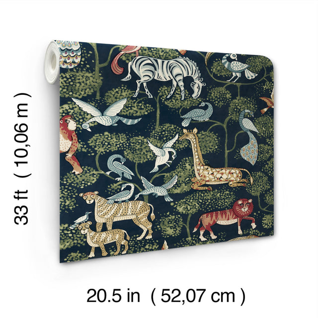 Rigby Navy Jungle Animals Wallpaper with Whimsical Animal Pattern - A-Street Prints 4135-27285