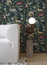 Rigby Navy Jungle Animals Wallpaper with Whimsical Animal Pattern - A-Street Prints 4135-27285
