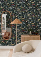 Rigby Navy Jungle Animals Wallpaper with Whimsical Animal Pattern - A-Street Prints 4135-27285