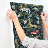 Rigby Navy Jungle Animals Wallpaper with Whimsical Animal Pattern - A-Street Prints 4135-27285