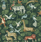 Rigby Green Jungle Animals Wallpaper with Whimsical Animal Motif - A-Street Prints 4135-27286
