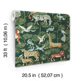 Rigby Green Jungle Animals Wallpaper with Whimsical Animal Motif - A-Street Prints 4135-27286