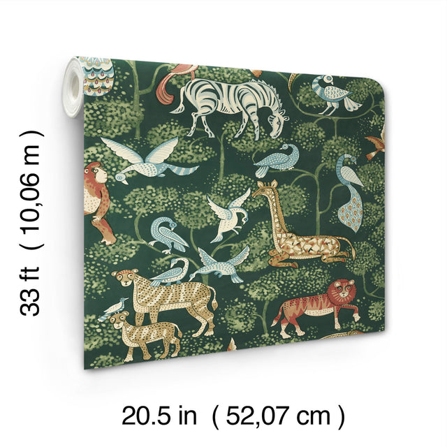 Rigby Green Jungle Animals Wallpaper with Whimsical Animal Motif - A-Street Prints 4135-27286