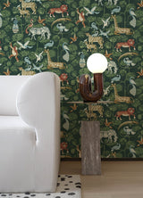 Rigby Green Jungle Animals Wallpaper with Whimsical Animal Motif - A-Street Prints 4135-27286