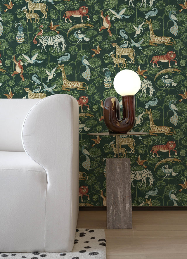 Rigby Green Jungle Animals Wallpaper with Whimsical Animal Motif - A-Street Prints 4135-27286