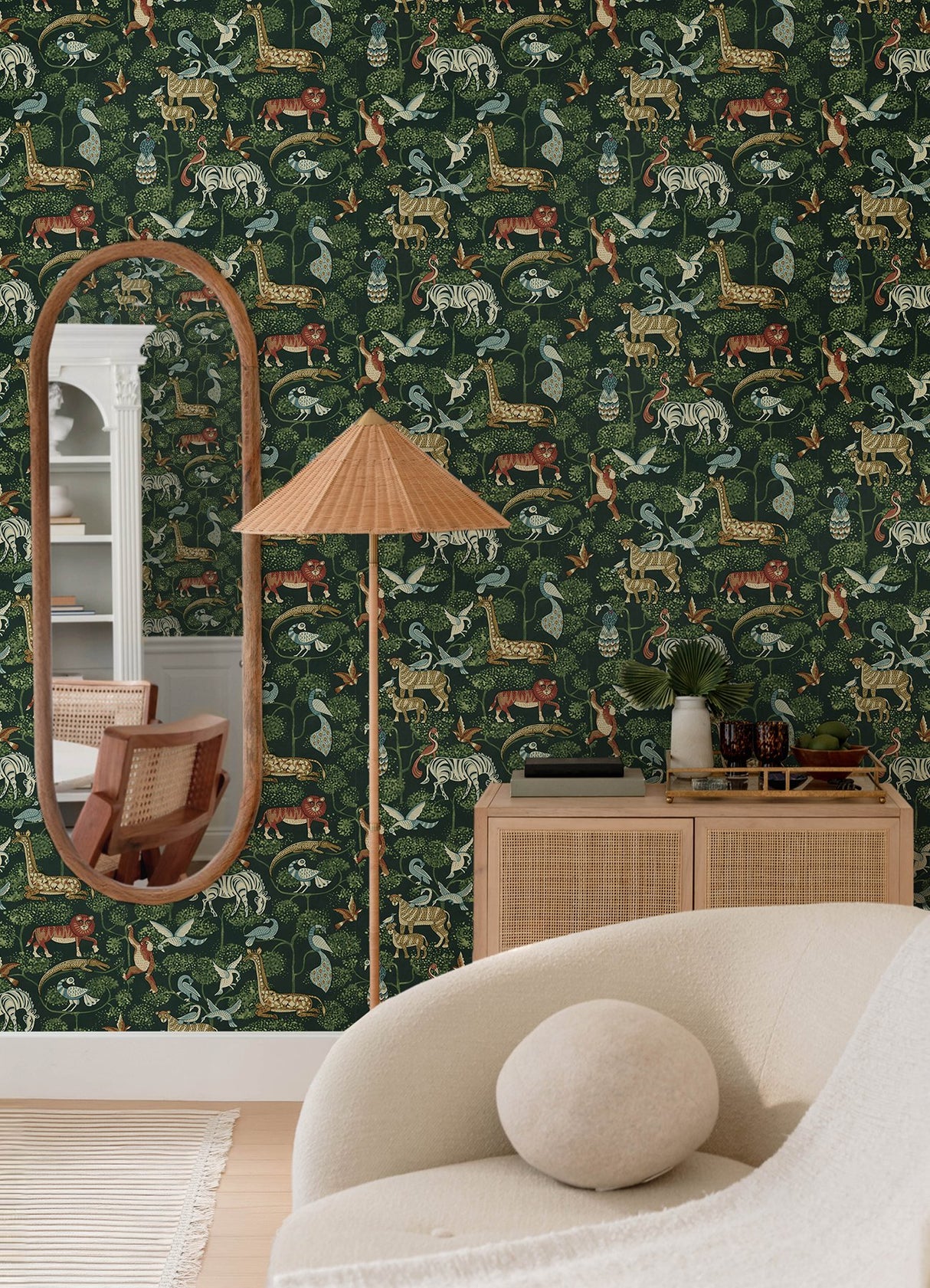 Rigby Green Jungle Animals Wallpaper with Whimsical Animal Motif - A-Street Prints 4135-27286