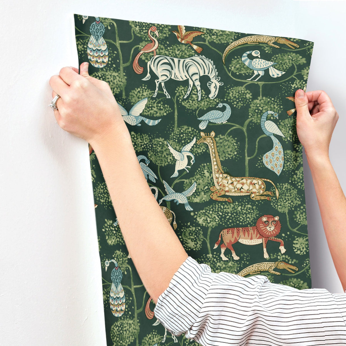 Rigby Green Jungle Animals Wallpaper with Whimsical Animal Motif - A-Street Prints 4135-27286