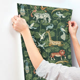 Rigby Green Jungle Animals Wallpaper with Whimsical Animal Motif - A-Street Prints 4135-27286