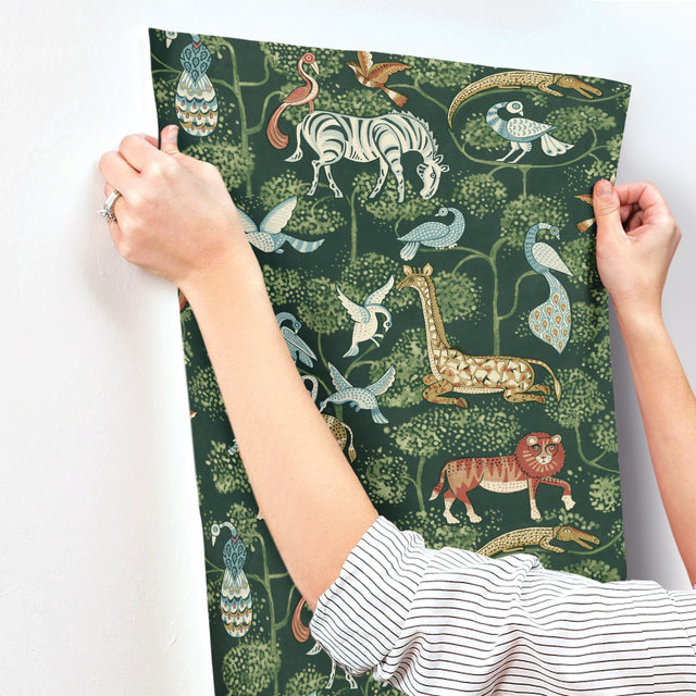 Rigby Green Jungle Animals Wallpaper with Whimsical Animal Motif - A-Street Prints 4135-27286