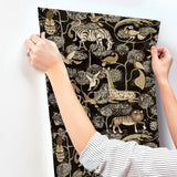 Rigby Black Jungle Animals Wallpaper with Metallic Accents - A-Street Prints 4135-27287