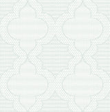 Ernest Turquoise Quilted Quatrefoil Wallpaper with Modern Graphic Quatrefoil Pattern - Brewster 4135-27288