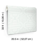 Ernest Turquoise Quilted Quatrefoil Wallpaper with Modern Graphic Quatrefoil Pattern - Brewster 4135-27288