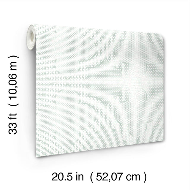 Ernest Turquoise Quilted Quatrefoil Wallpaper with Modern Graphic Quatrefoil Pattern - Brewster 4135-27288
